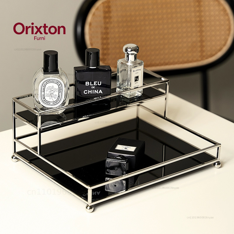 Luxury Skincare Tools - Organizador de Mesa de Metal Preto