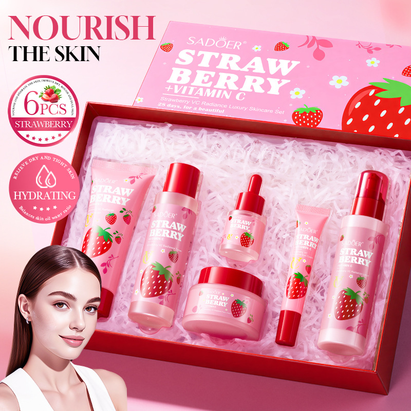 Luxury Skincare Gifts For Women - Conjunto de Cuidados Faciais Luxuoso Strawberry